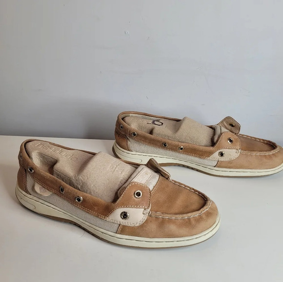 Sperry Angelfish Varsity Boat Shoe Metallic Linen Size Women's 11 - Picture 3 of 11